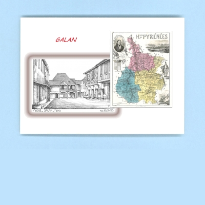 Cartes Postales impression Noir avec dpartement sur la ville de GALAN Titre : mairie