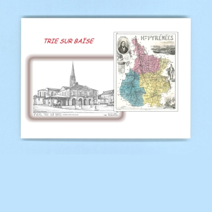 Cartes Postales impression Noir avec dpartement sur la ville de TRIE SUR BAISE Titre : place (d apres ca)