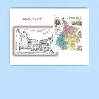 Cartes Postales impression Noir avec dpartement sur la ville de ST SAVIN Titre : vue (hautes pyrenees)
