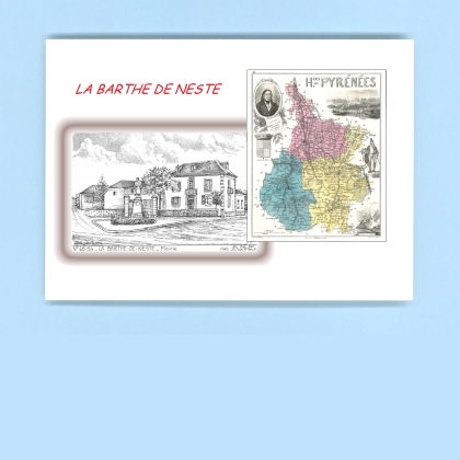 Cartes Postales impression Noir avec dpartement sur la ville de LA BARTHE DE NESTE Titre : mairie