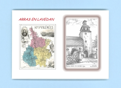 Cartes Postales impression Noir avec dpartement sur la ville de ARRAS EN LAVEDAN Titre : eglise