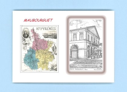 Cartes Postales impression Noir avec dpartement sur la ville de MAUBOURGUET Titre : mairie