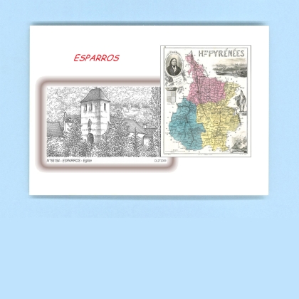 Cartes Postales impression Noir avec dpartement sur la ville de ESPARROS Titre : eglise