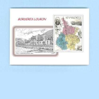Cartes Postales impression Noir avec dpartement sur la ville de BORDERES LOURON Titre : mairie