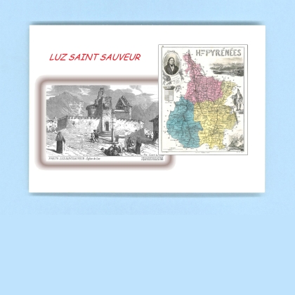 Cartes Postales impression Noir avec dpartement sur la ville de LUZ ST SAUVEUR Titre : eglise de luz