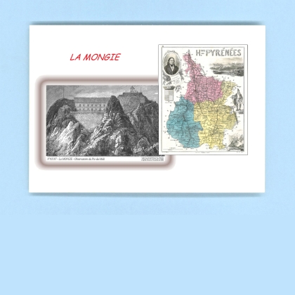 Cartes Postales impression Noir avec dpartement sur la ville de LA MONGIE Titre : observatoire du pic du midi