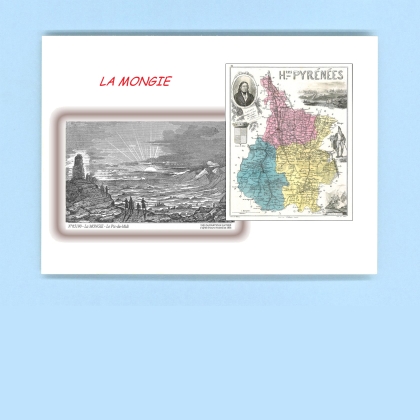 Cartes Postales impression Noir avec dpartement sur la ville de LA MONGIE Titre : le pic du midi