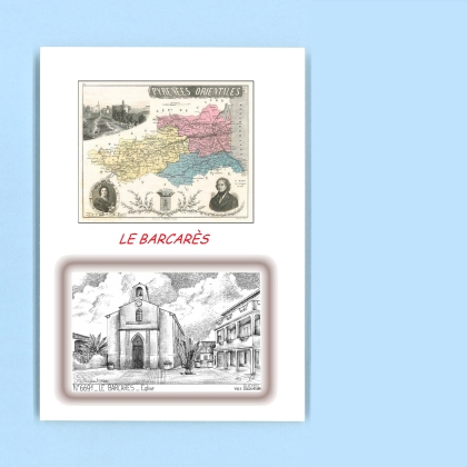 Cartes Postales impression Noir avec dpartement sur la ville de LE BARCARES Titre : eglise