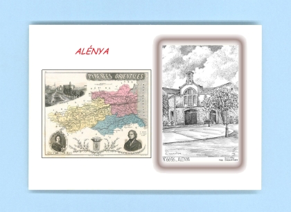 Cartes Postales impression Noir avec dpartement sur la ville de ALENYA Titre : vue