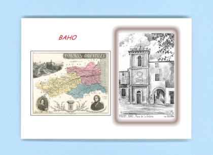 Cartes Postales impression Noir avec dpartement sur la ville de BAHO Titre : place de la fontaine