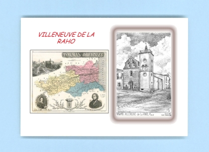 Cartes Postales impression Noir avec dpartement sur la ville de VILLENEUVE DE LA RAHO Titre : place