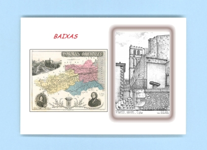 Cartes Postales impression Noir avec dpartement sur la ville de BAIXAS Titre : eglise