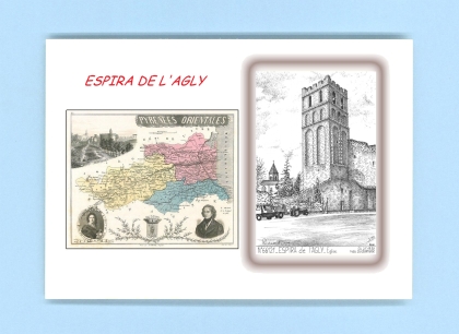 Cartes Postales impression Noir avec dpartement sur la ville de ESPIRA DE L AGLY Titre : eglise