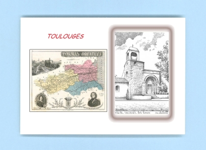 Cartes Postales impression Noir avec dpartement sur la ville de TOULOUGES Titre : porte romane