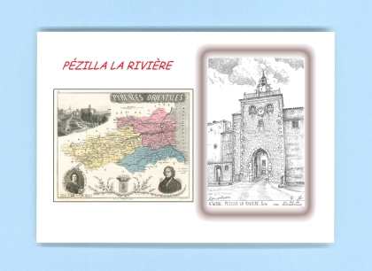 Cartes Postales impression Noir avec dpartement sur la ville de PEZILLA LA RIVIERE Titre : porte