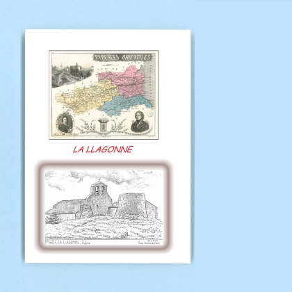 Cartes Postales impression Noir avec dpartement sur la ville de LA LLAGONNE Titre : eglise