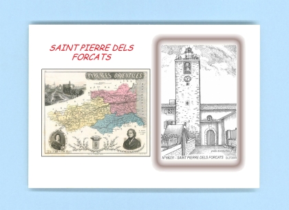 Cartes Postales impression Noir avec dpartement sur la ville de ST PIERRE DELS FORCATS Titre : eglise