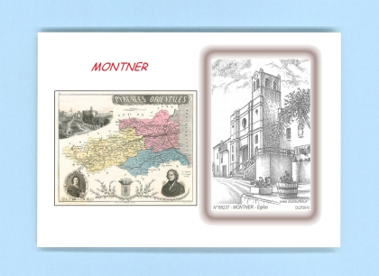 Cartes Postales impression Noir avec dpartement sur la ville de MONTNER Titre : eglise