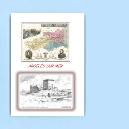 Cartes Postales impression Noir avec dpartement sur la ville de ARGELES SUR MER Titre : ruines de la tour de pujol