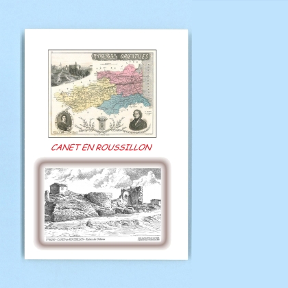 Cartes Postales impression Noir avec dpartement sur la ville de CANET EN ROUSSILLON Titre : ruines du chateau