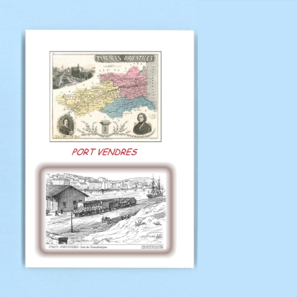 Cartes Postales impression Noir avec dpartement sur la ville de PORT VENDRES Titre : gare des transatlantiques