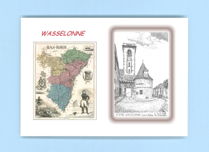 Cartes Postales impression Noir avec dpartement sur la ville de WASSELONNE Titre : tour du chateau
