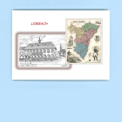 Cartes Postales impression Noir avec dpartement sur la ville de LEMBACH Titre : centre ville