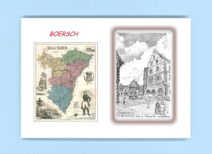 Cartes Postales impression Noir avec dpartement sur la ville de BOERSCH Titre : place de l hotel de ville