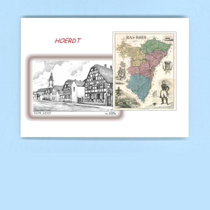 Cartes Postales impression Noir avec dpartement sur la ville de HOERDT Titre : vue