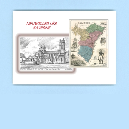Cartes Postales impression Noir avec dpartement sur la ville de NEUWILLER LES SAVERNE Titre : eglise sts pierre et paul