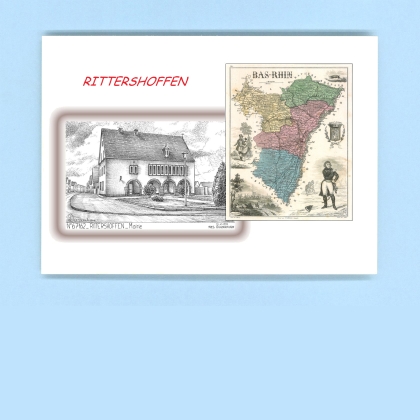 Cartes Postales impression Noir avec dpartement sur la ville de RITTERSHOFFEN Titre : mairie