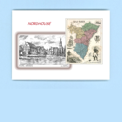 Cartes Postales impression Noir avec dpartement sur la ville de NORDHOUSE Titre : vue