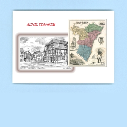 Cartes Postales impression Noir avec dpartement sur la ville de SCHILTIGHEIM Titre : cheval blanc