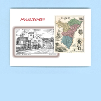 Cartes Postales impression Noir avec dpartement sur la ville de PFULGRIESHEIM Titre : vue