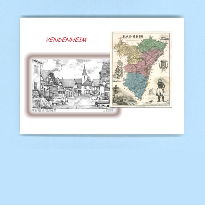 Cartes Postales impression Noir avec dpartement sur la ville de VENDENHEIM Titre : vue