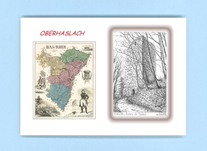 Cartes Postales impression Noir avec dpartement sur la ville de OBERHASLACH Titre : ruines du nideck