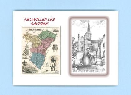 Cartes Postales impression Noir avec dpartement sur la ville de NEUWILLER LES SAVERNE Titre : eglise st adelphe