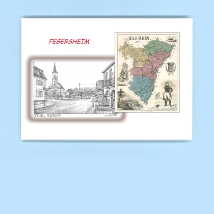 Cartes Postales impression Noir avec dpartement sur la ville de FEGERSHEIM Titre : vue