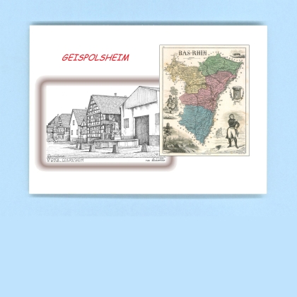 Cartes Postales impression Noir avec dpartement sur la ville de GEISPOLSHEIM Titre : vue