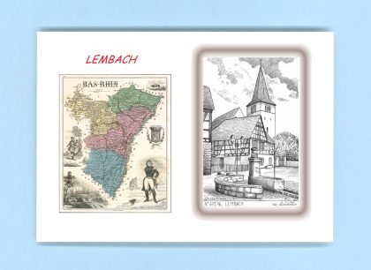 Cartes Postales impression Noir avec dpartement sur la ville de LEMBACH Titre : vue
