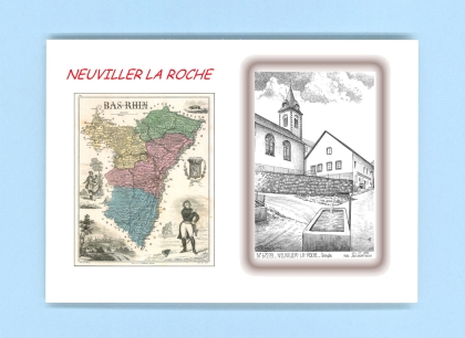Cartes Postales impression Noir avec dpartement sur la ville de NEUVILLER LA ROCHE Titre : temple