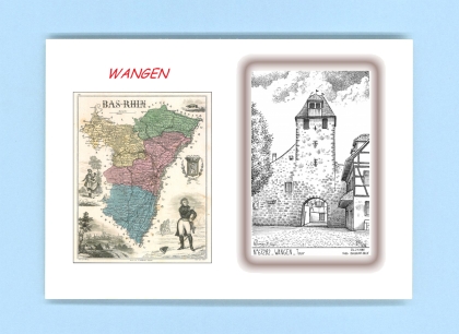 Cartes Postales impression Noir avec dpartement sur la ville de WANGEN Titre : tour