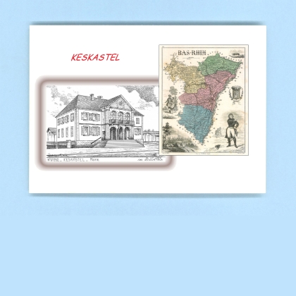 Cartes Postales impression Noir avec dpartement sur la ville de KESKASTEL Titre : mairie
