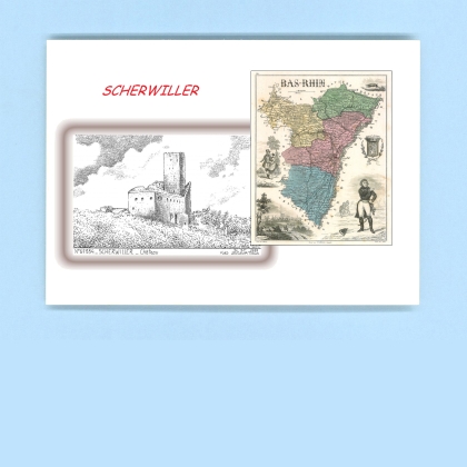 Cartes Postales impression Noir avec dpartement sur la ville de SCHERWILLER Titre : chateau