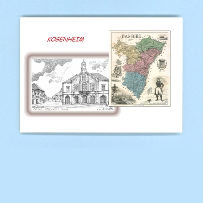 Cartes Postales impression Noir avec dpartement sur la ville de KOGENHEIM Titre : mairie