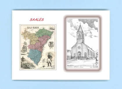Cartes Postales impression Noir avec dpartement sur la ville de SAALES Titre : eglise
