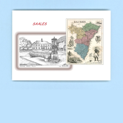 Cartes Postales impression Noir avec dpartement sur la ville de SAALES Titre : mairie