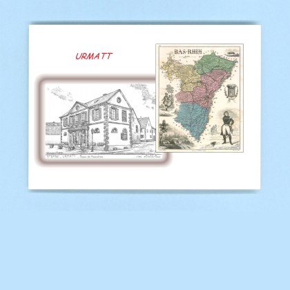 Cartes Postales impression Noir avec dpartement sur la ville de URMATT Titre : maison des associations