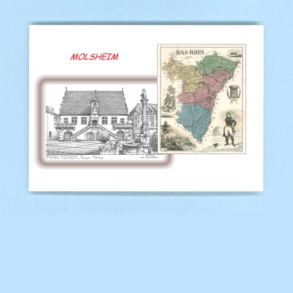 Cartes Postales impression Noir avec dpartement sur la ville de MOLSHEIM Titre : maison metzig