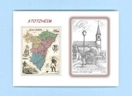 Cartes Postales impression Noir avec dpartement sur la ville de STOTZHEIM Titre : eglise